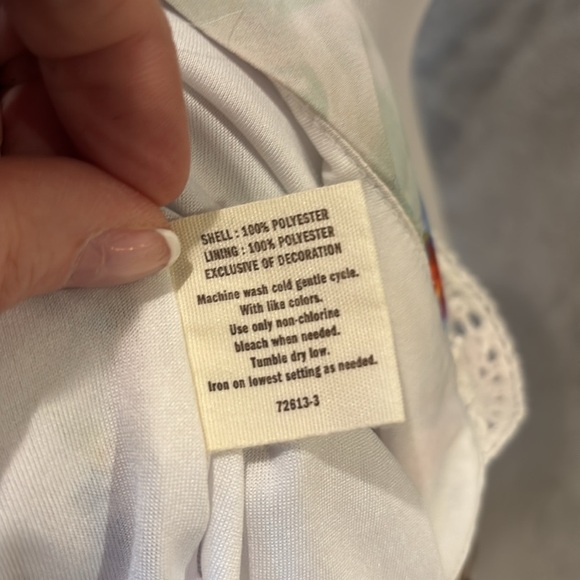 White Floral Flowy Boho Tank w Crochet Straps Sz S Festival Fairy Cottagecore - Picture 9 of 9